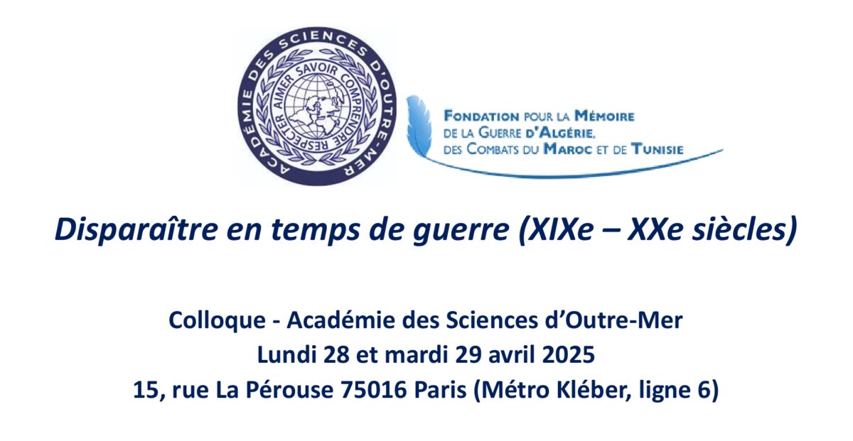 Colloque “Disparaître en temps de guerre (XIXe-XXe siècles)” (Paris, 28-29 avril 2025)